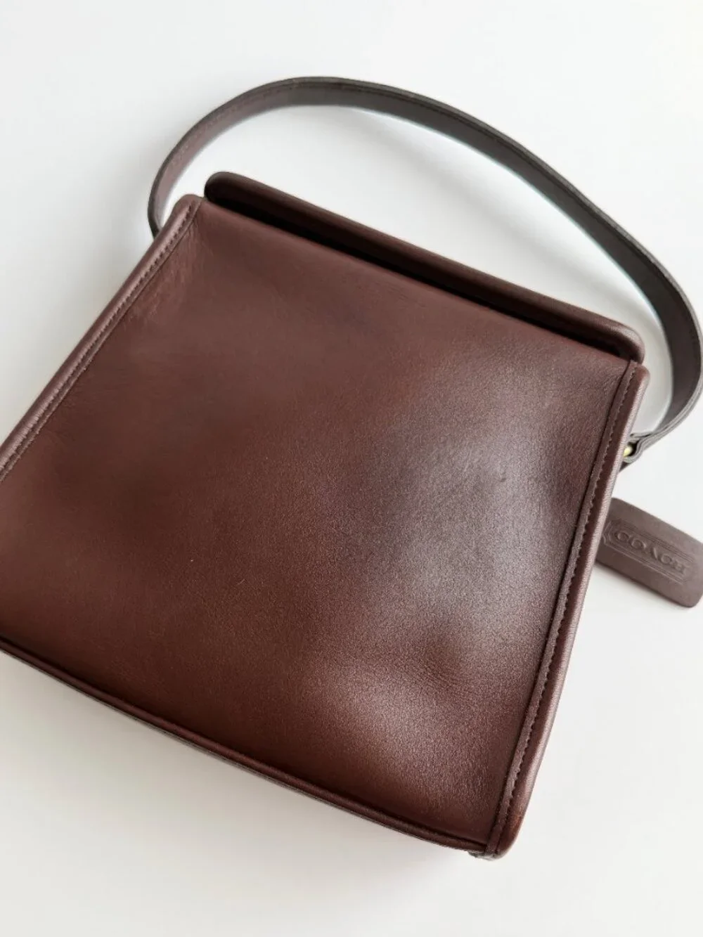Vintage Coach 9043 Geometric Bag USA Mahogany Purse 1998